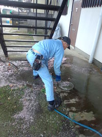 集合住宅の汚水・排水のつまり 清掃作業